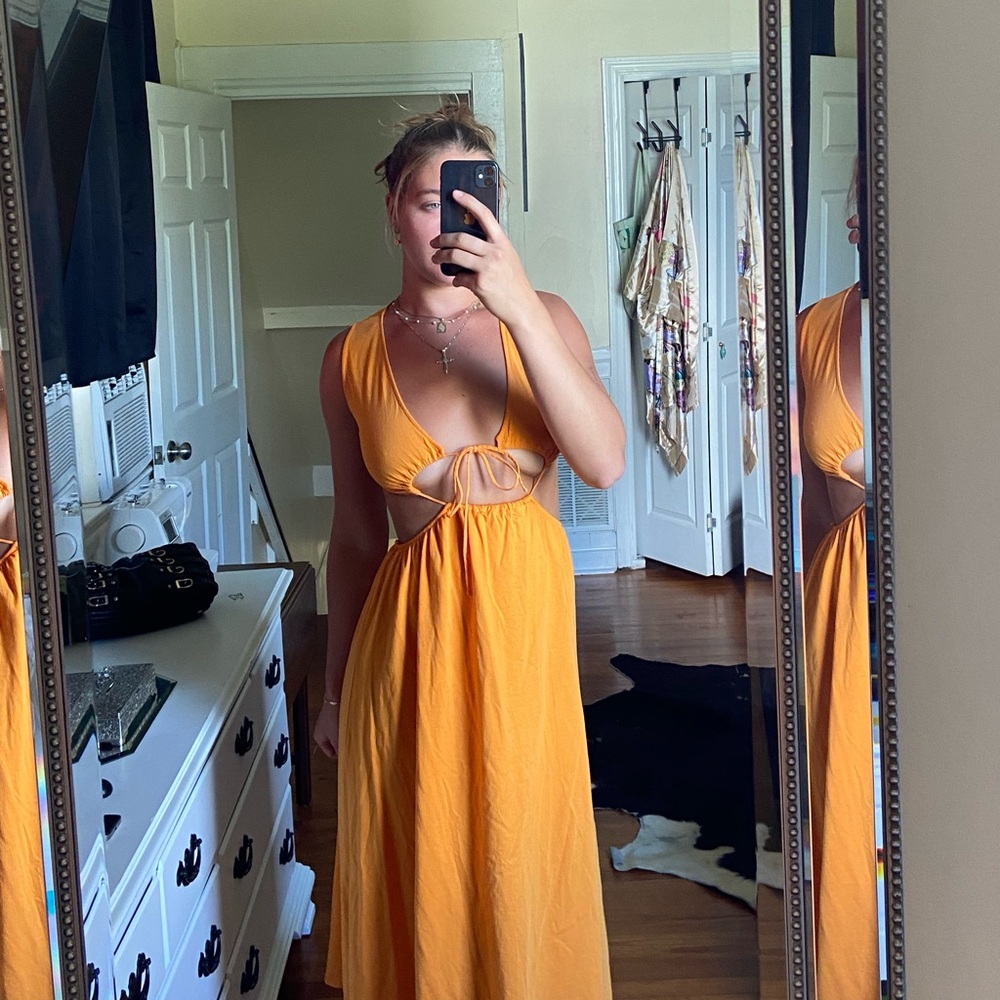 Zara Yellow Sleeveless Plunge Sundress for Night Out